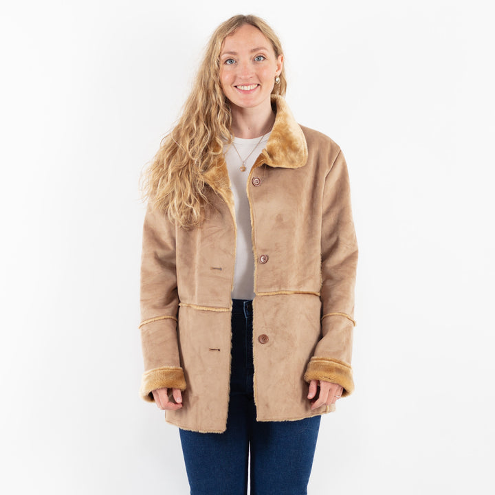 Vintage 00's Women Faux Sheepskin Jacket in BeigeV9907