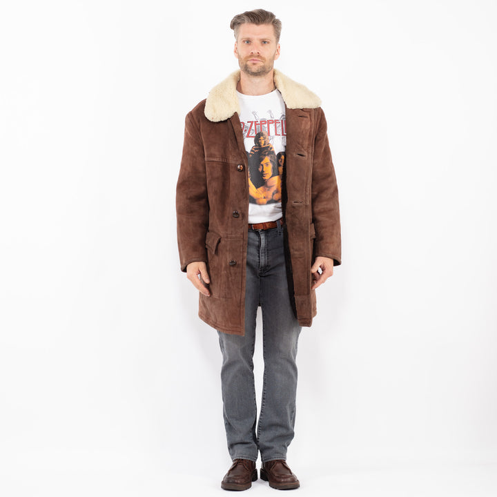 Vintage 70's Men Sheepskin Coat in BrownZ2097