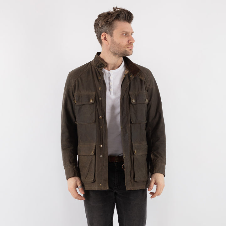 Vintage 90's Men Waxed Canvas Jacket in BrownZ680