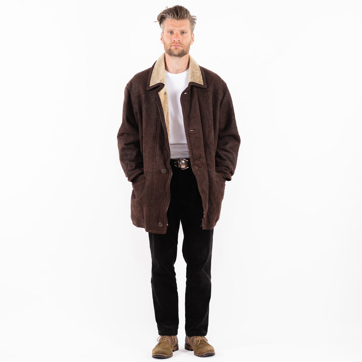 Vintage 90's Men Sheepskin Coat in BrownZ1875