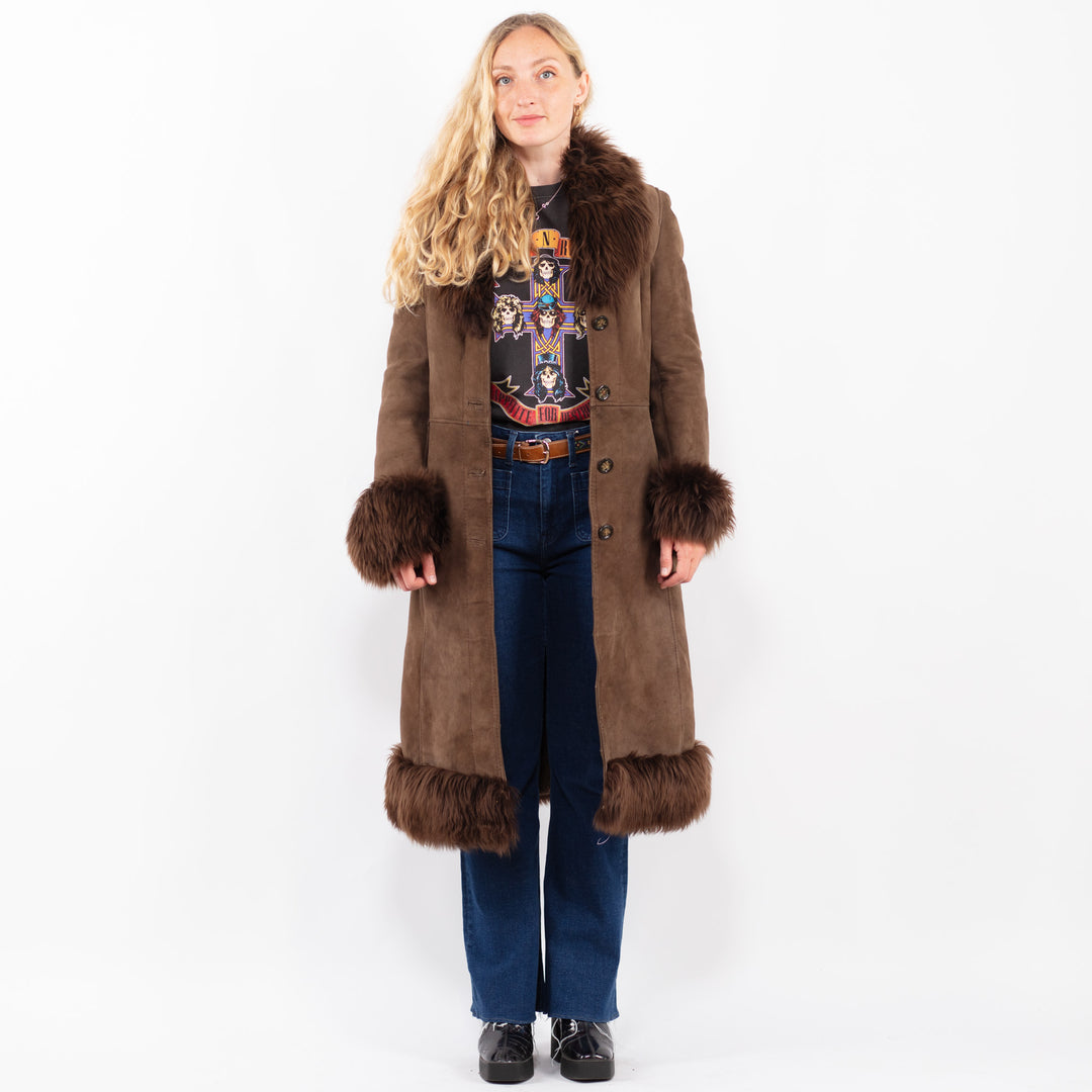 Vintage 70's Women Sheepskin Coat in BrownA0408
