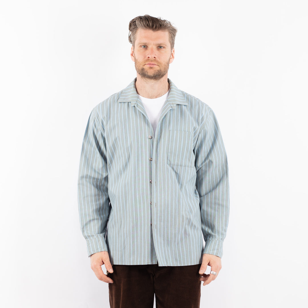 Vintage 90's Men Plaid Flannel Shirt in BlueZ1703