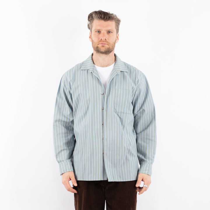 Vintage 90's Men Plaid Flannel Shirt in BlueZ1703