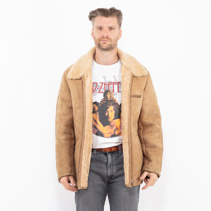 Vintage 70's Men Sheepskin Coat in BeigeZ2098