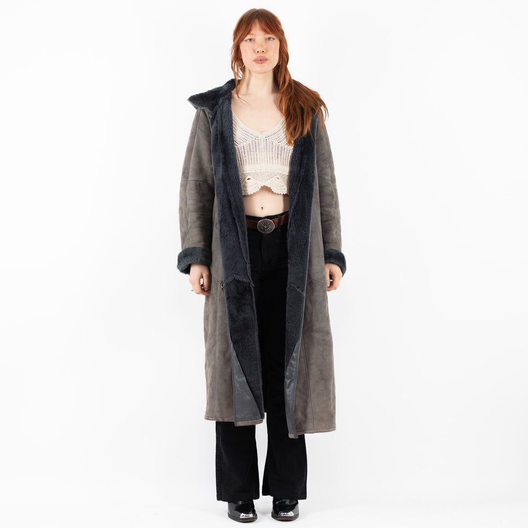 Vintage 80's Women Sheepskin in GrayV9805
