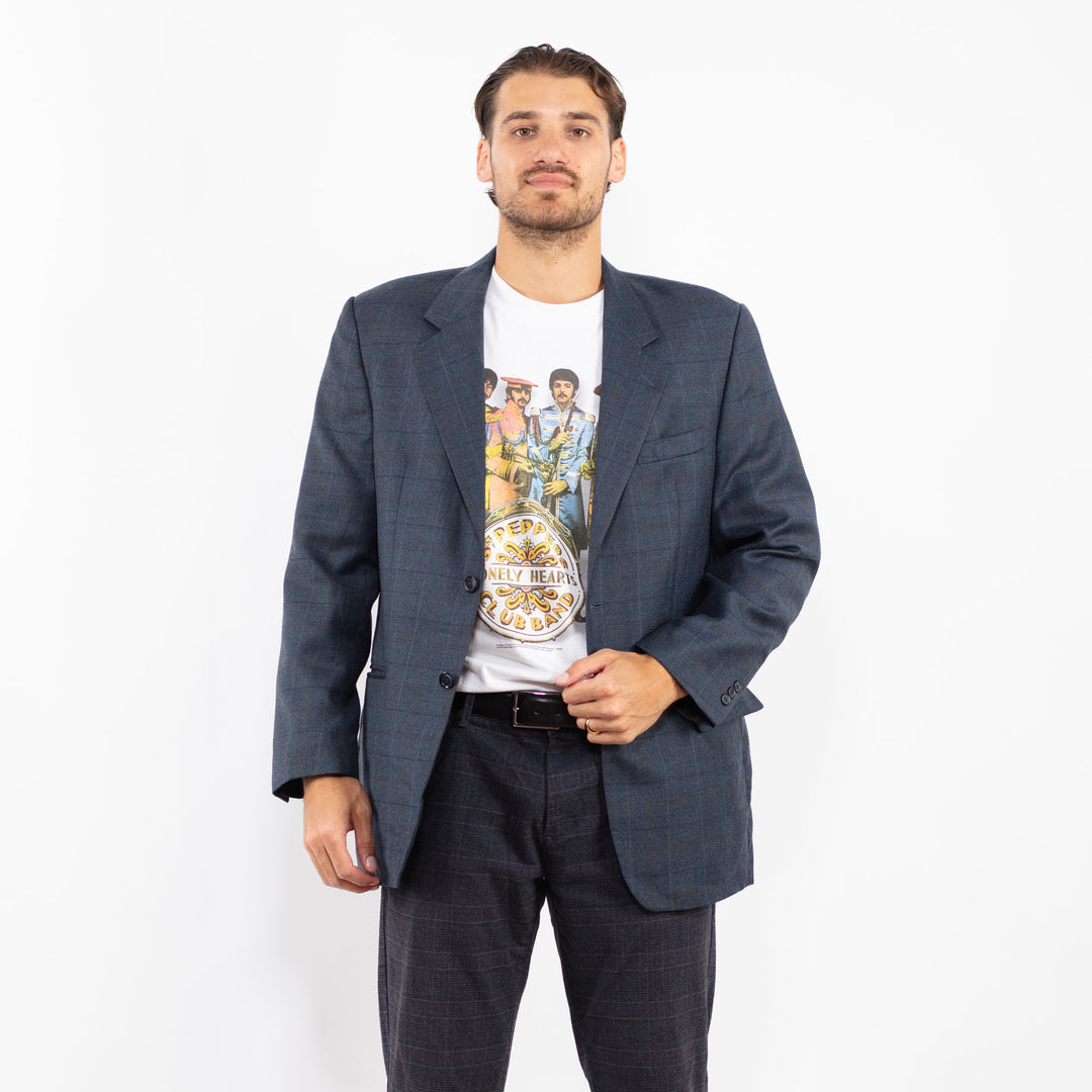 Vintage 90's Men Wool Blend Blazer Jacket in BlueZ2216