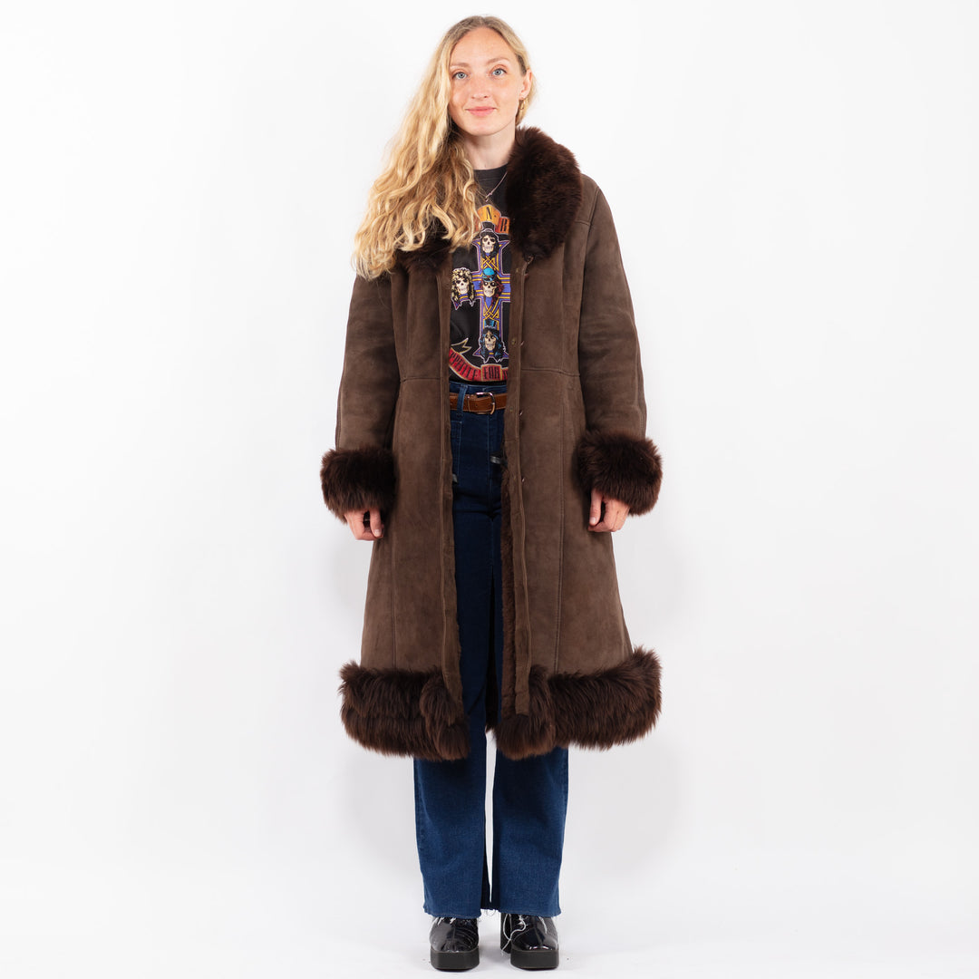 Vintage 70's Women Sheepskin Coat in BrownA0410