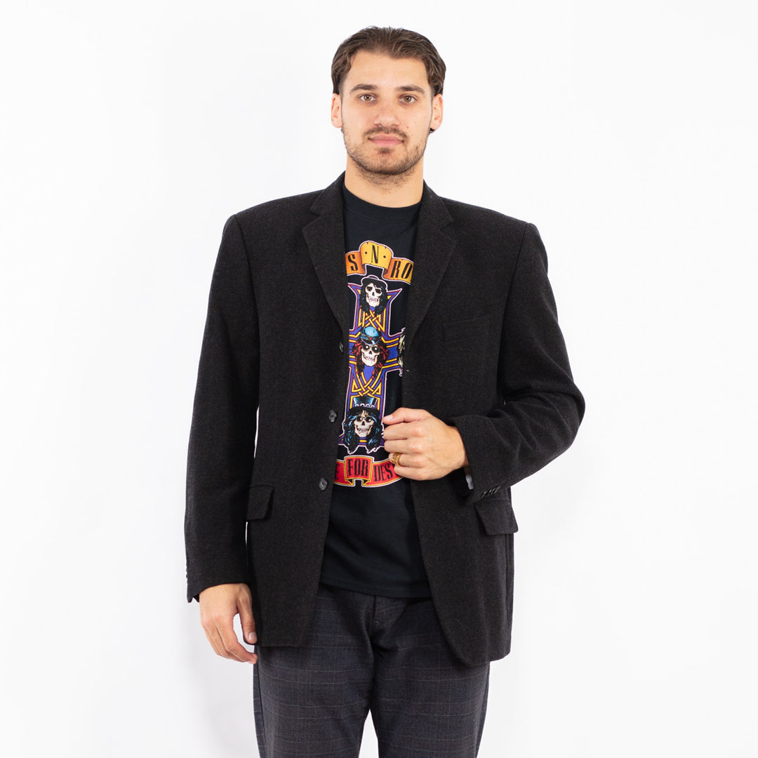 Vintage 90's Men Wool Blend Blazer Jacket in GrayZ2416