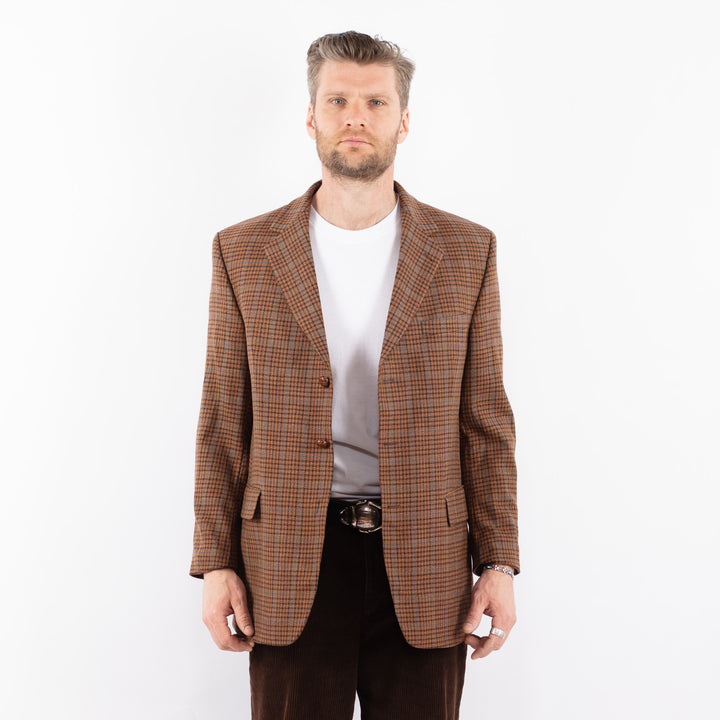 Vintage 70's Men Wool Blend Blazer Vest in BrownZ1705