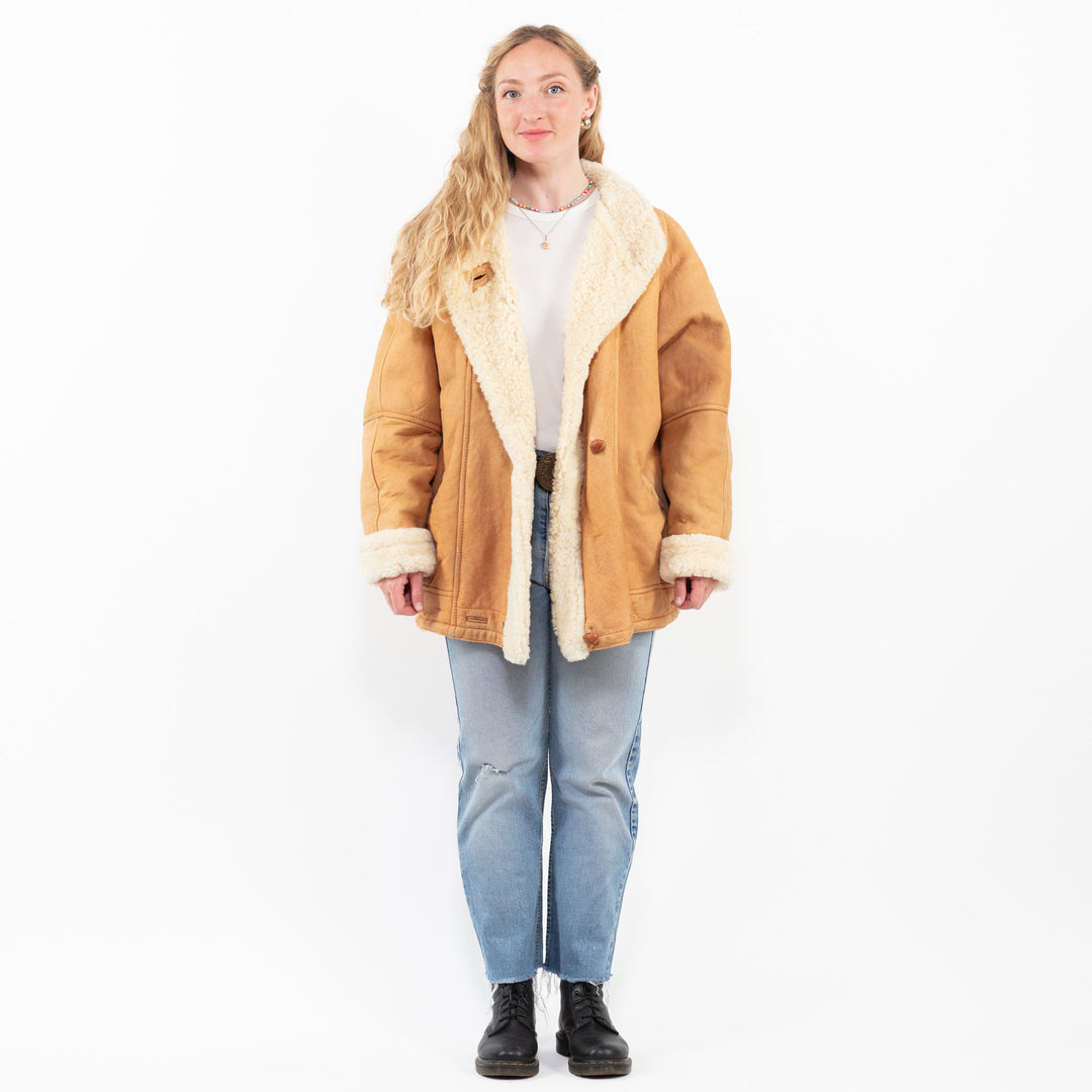 Vintage 80's Women Sheepskin Coat in BrownA0310