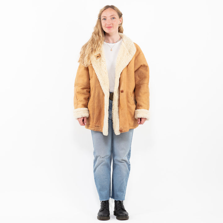 Vintage 80's Women Sheepskin Coat in BrownA0310