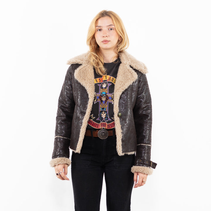 Vintage 00's Women Faux Sheepskin in BrownA0205