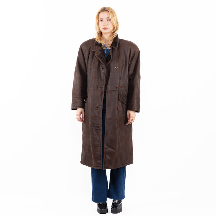 Vintage 90's Women Sheepskin Coat in BrownA0100