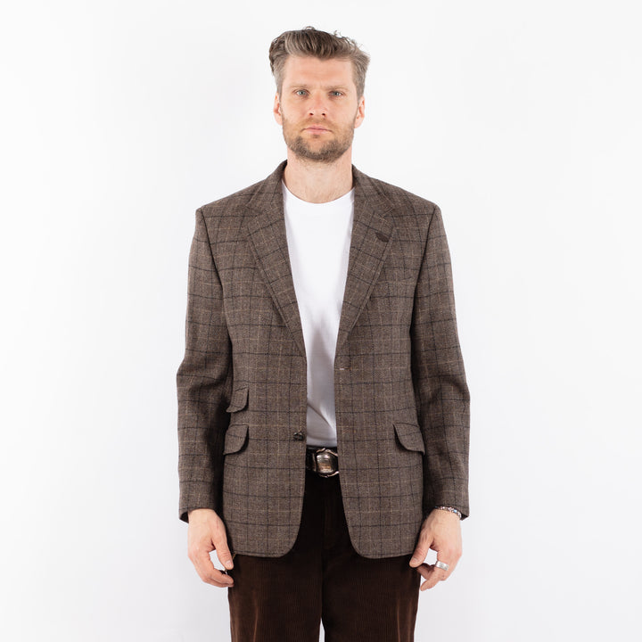 Vintage 70's Men Wool Blend Blazer Jacket in BrownZ1706