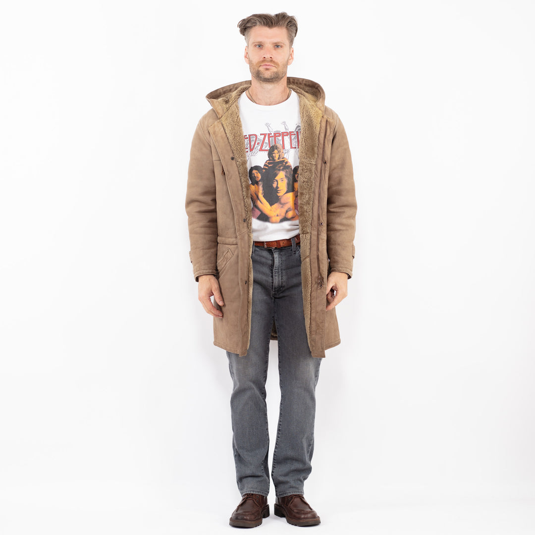 Vintage 90's Men Sheepskin Coat in BeigeZ2101