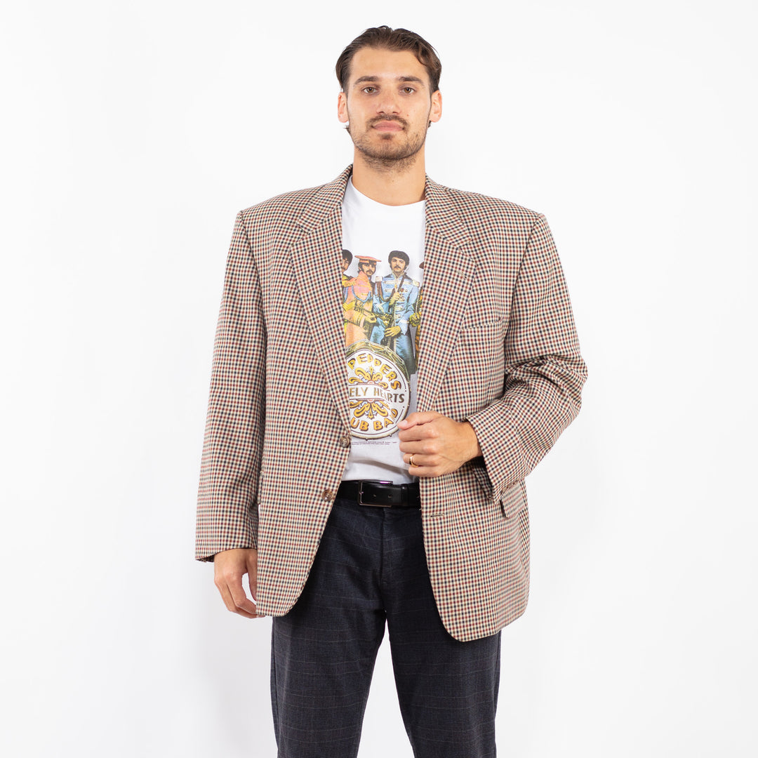 Vintage 80's Men Wool Blend Blazer Jacket in Multi