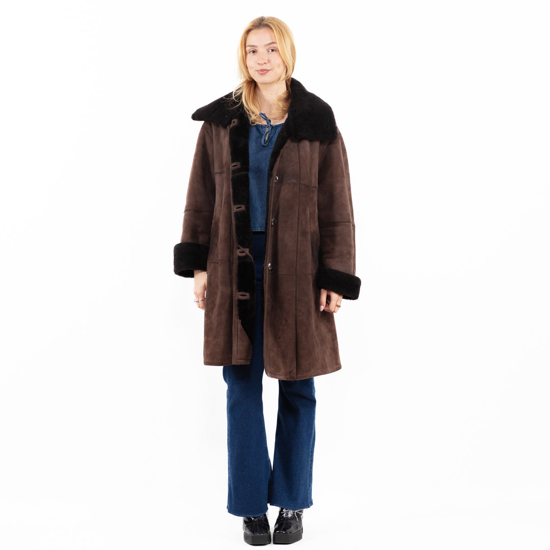 Vintage 90's Women Sheepskin Coat in BrownA0101