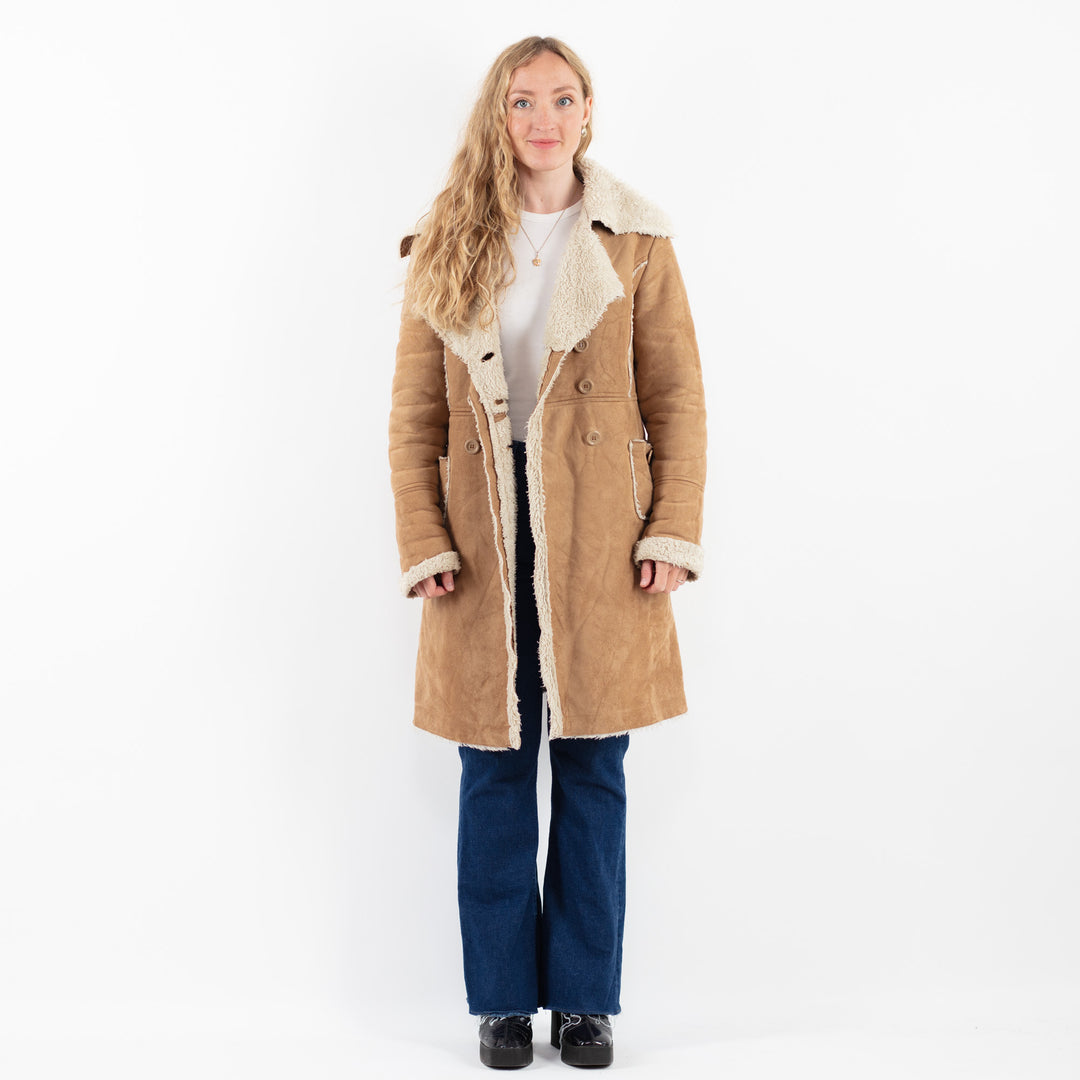 Vintage 00's Women Faux Sheepskin Coat in BeigeV9912