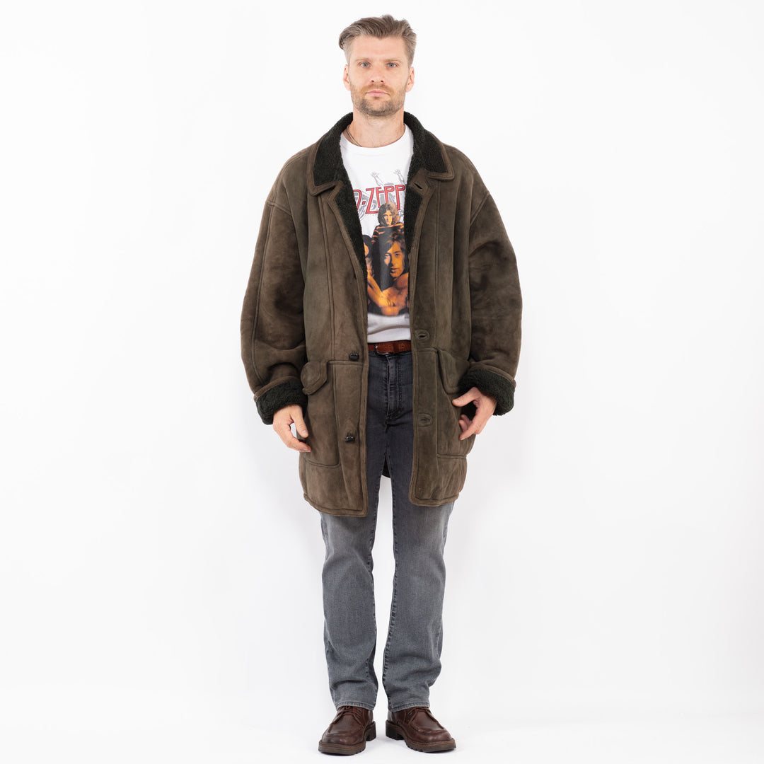 Vintage 80's Men Sheepskin Coat in GreenZ2102