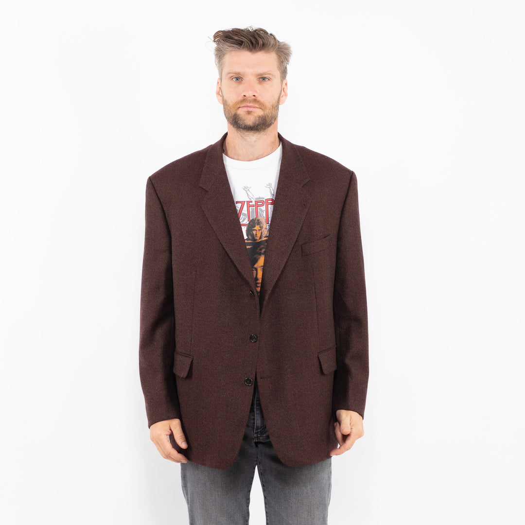 Vintage 90's Men Wool Blazer Jacket in BrownZ2327