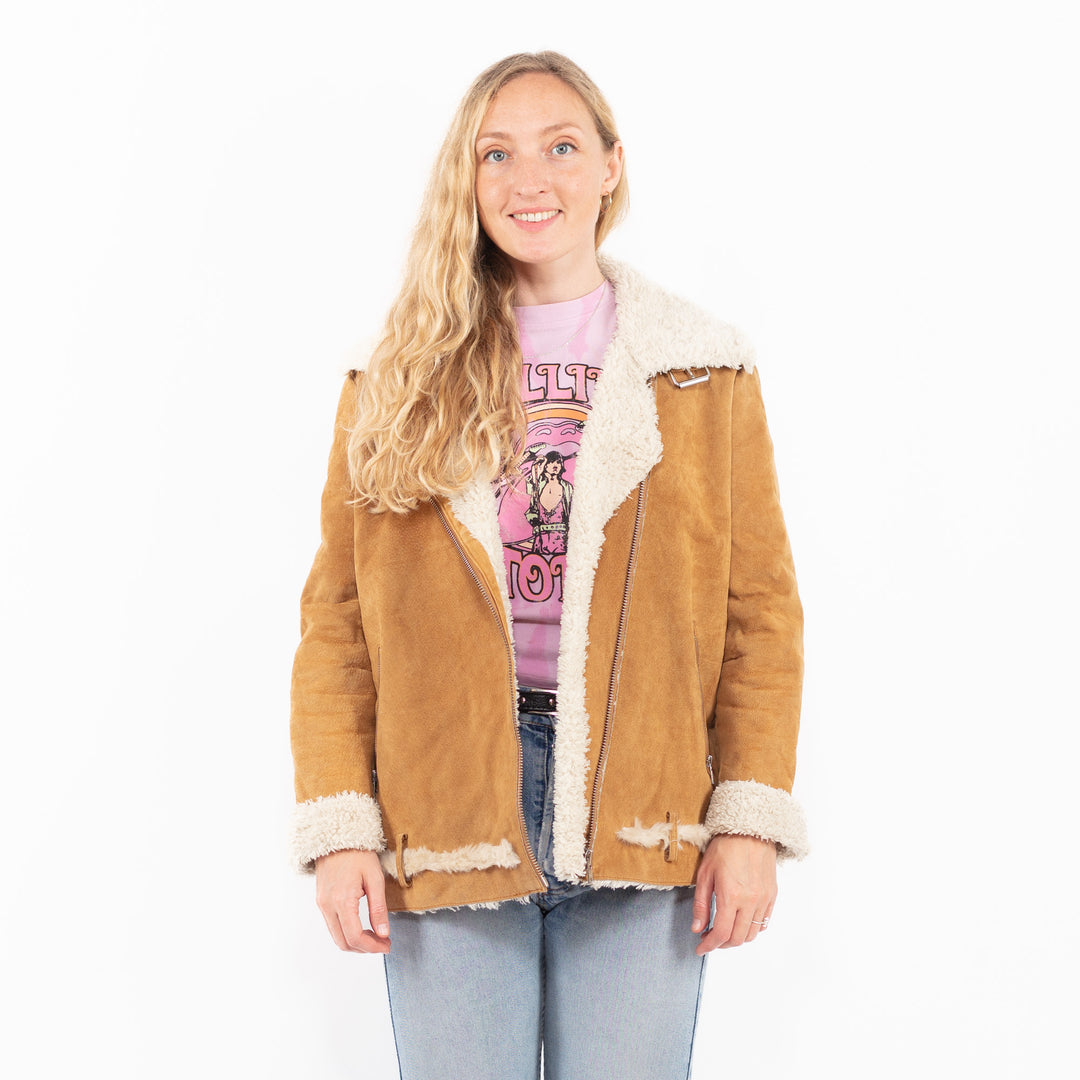 Vintage 00's Women Suede Sherpa Jacket in BrownA0562