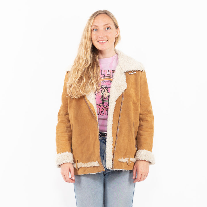 Vintage 00's Women Suede Sherpa Jacket in BrownA0562