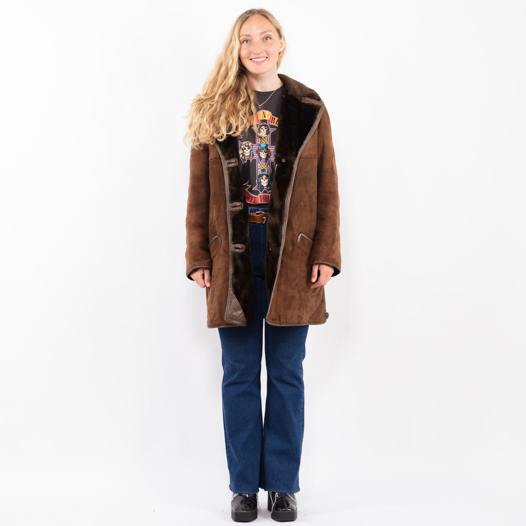 Vintage 90's Women Suede Sherpa in BrownA0413