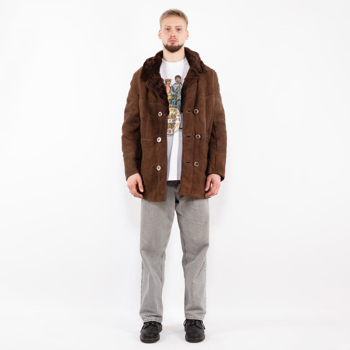 Vintage 70's Men Sheepskin Coat in Brown