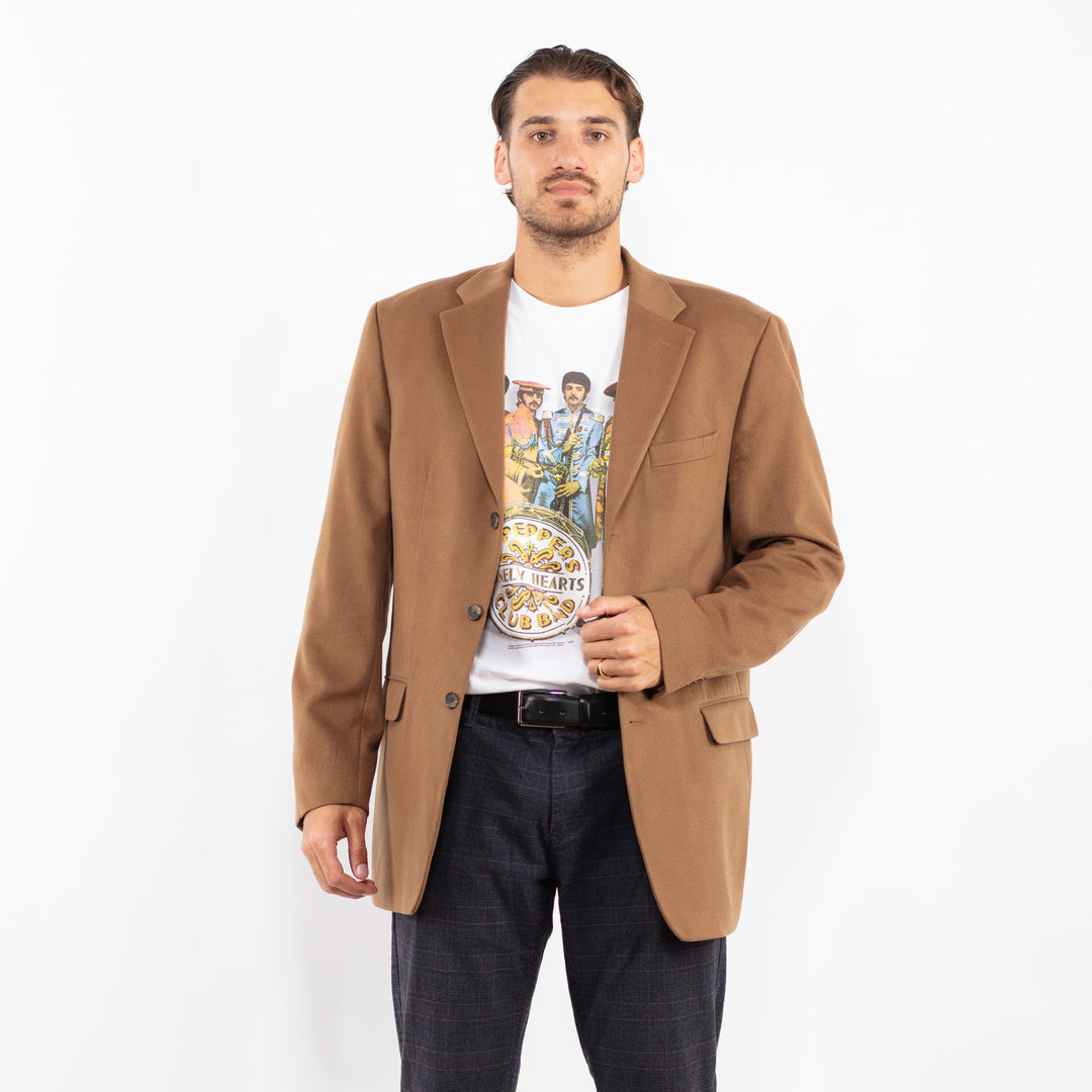 Vintage 90's Men Wool Blazer Jacket in BrownZ2221