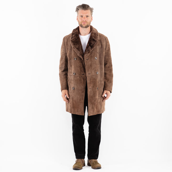 Vintage 70's Men Suede Sherpa Coat in BrownZ1881