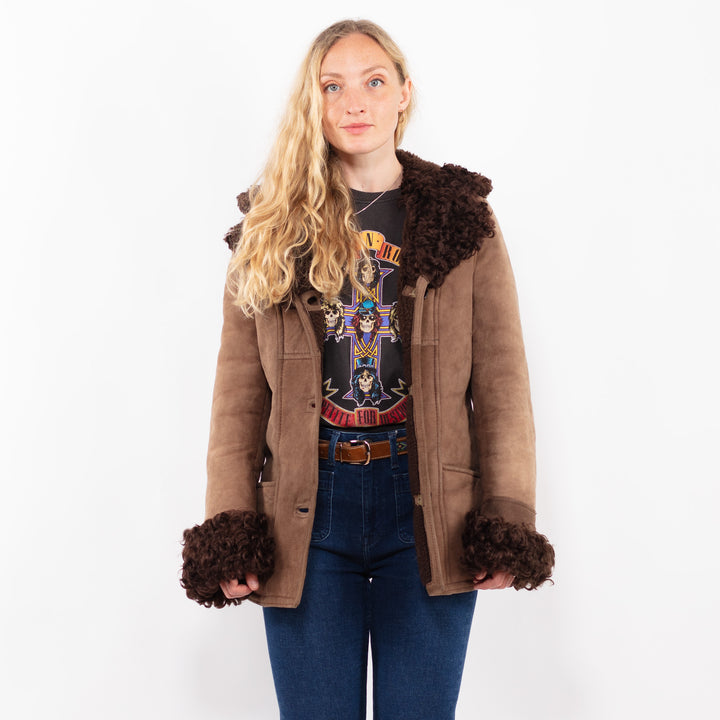 Vintage 70's Women Sheepskin Jacket in BrownA0414