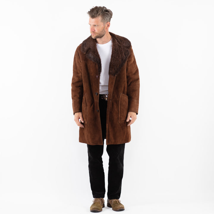 Vintage 70's Men Sheepskin Coat in BrownZ1882