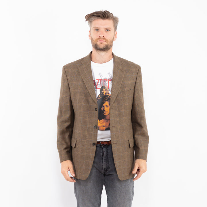 Vintage 90's Men Wool Blend Blazer Jacket in BeigeZ2329