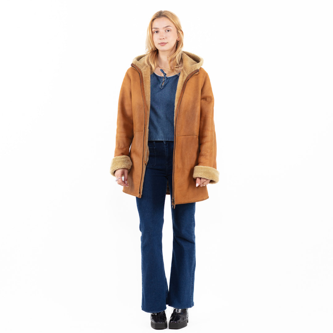 Vintage 90's Women Sheepskin Coat in BrownA0105