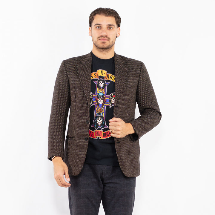 Vintage 90's Men Wool Blend Blazer Jacket in BrownZ2422