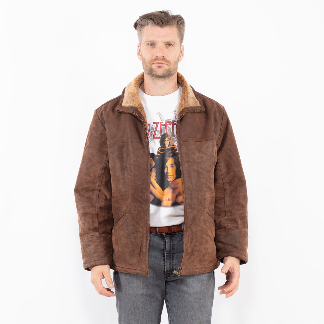 Vintage 90's Men Suede Sherpa Jacket in BrownZ2108