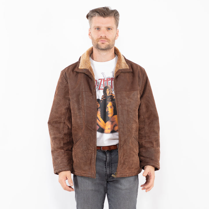 Vintage 90's Men Suede Sherpa Jacket in BrownZ2108