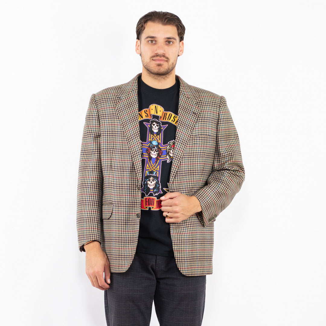 Vintage 80's Men Wool Blazer Jacket in MultiZ2424