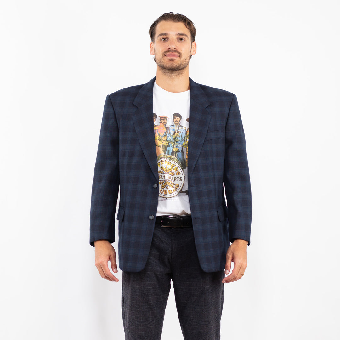 Vintage 90's Men Wool Blend Blazer Jacket in BlueZ2226