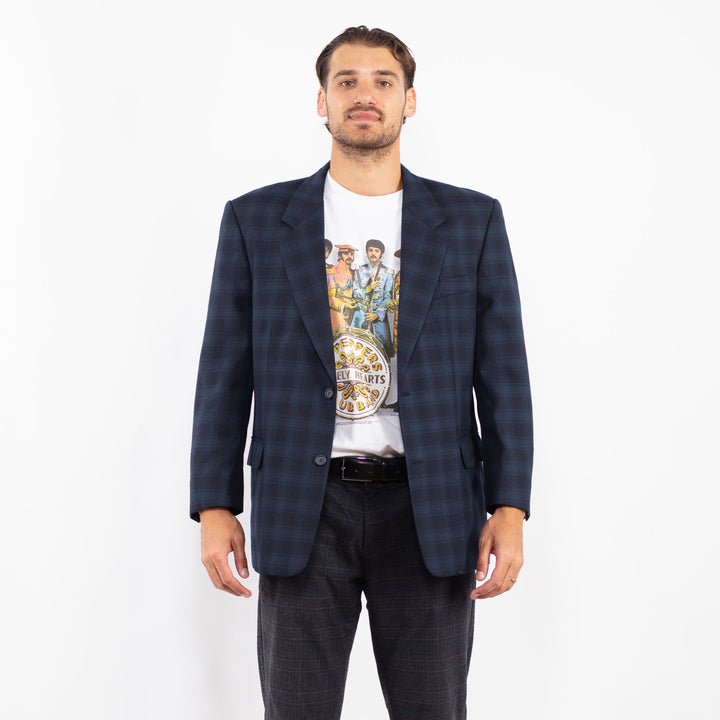 Vintage 90's Men Wool Blend Blazer Jacket in BlueZ2226