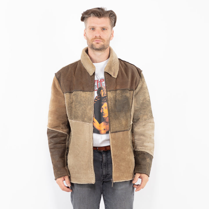 Vintage 90's Men Suede Sherpa Jacket in BrownZ2109