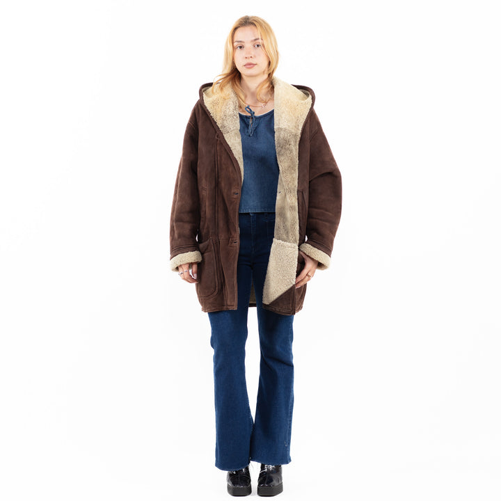 Vintage 90's Women Sheepskin Coat in BrownA0109