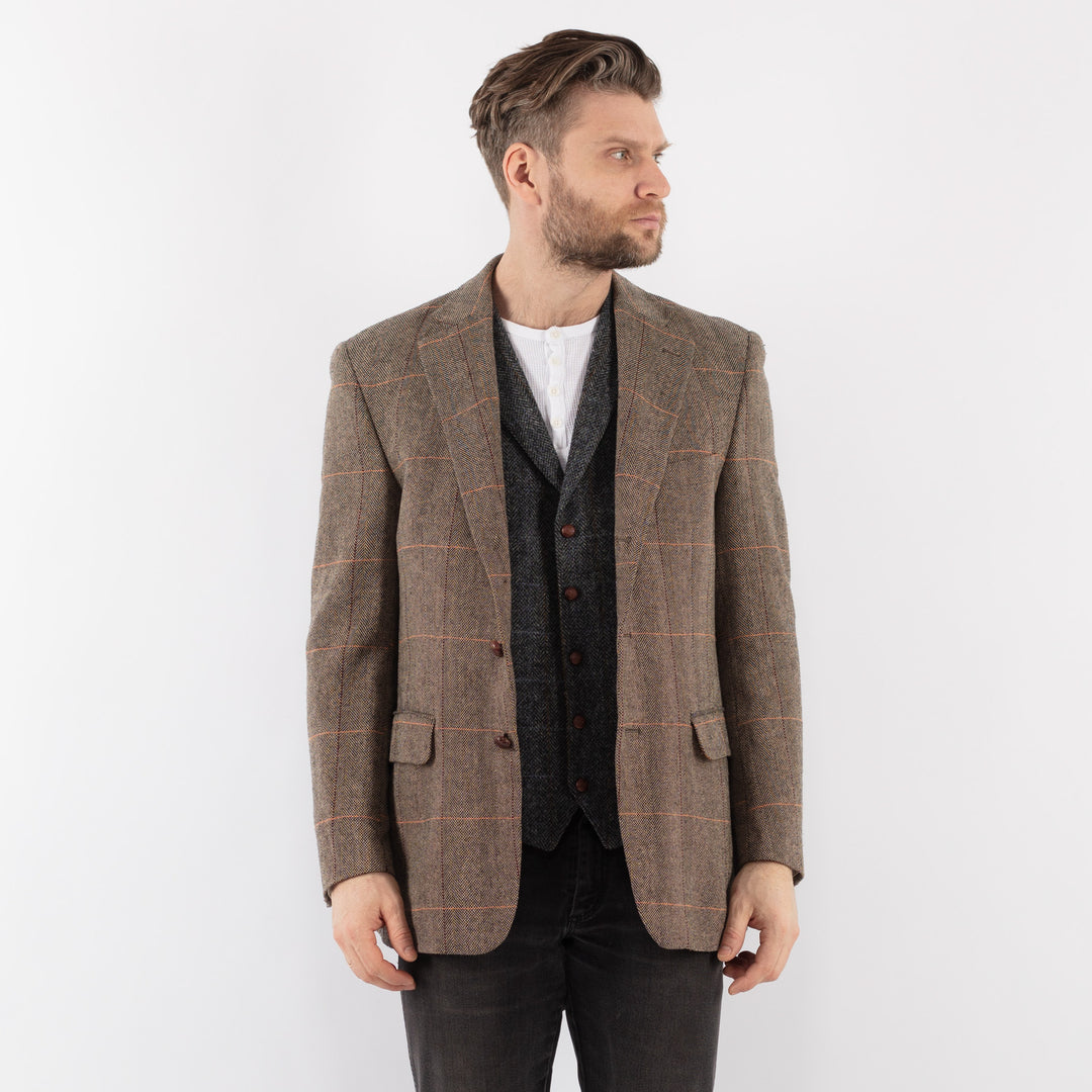 Vintage 90's Men Wool Blend Blazer Jacket in GrayZ979
