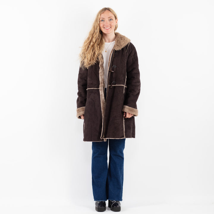 Vintage 00's Women Faux Sheepskin Coat in BrownV9920