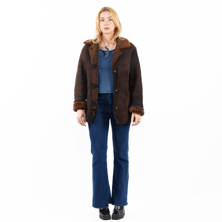 Vintage 90's Women Sheepskin Coat in BrownA0110