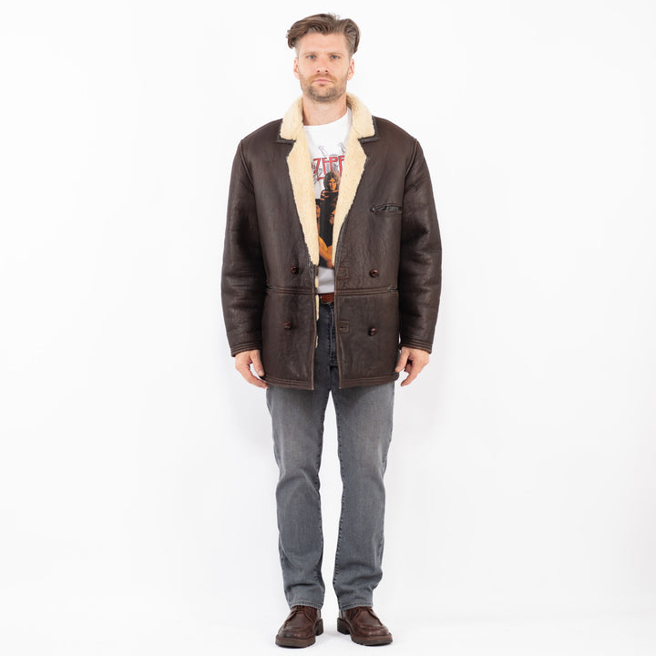 Vintage 80's Men Sheepskin Coat in BrownZ2111