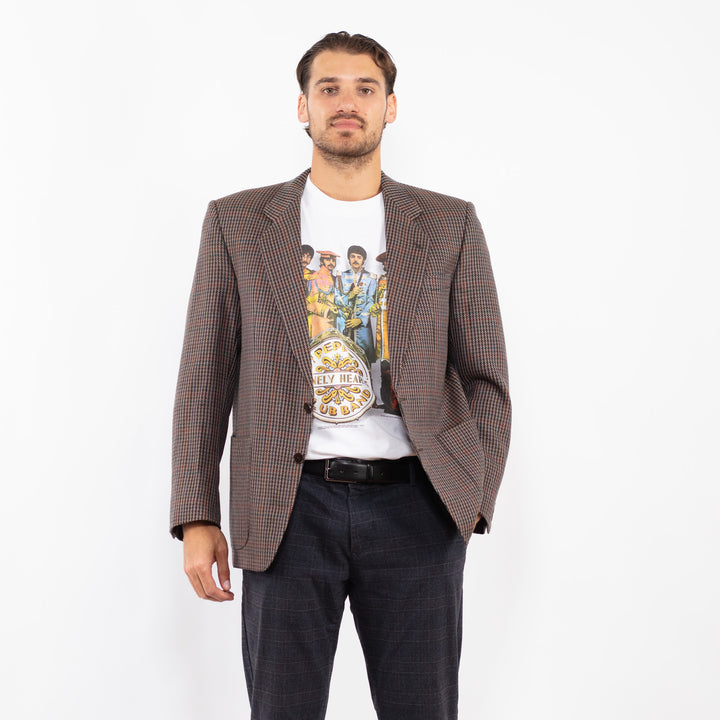 Vintage 70's Men Wool Blazer Jacket in Brown