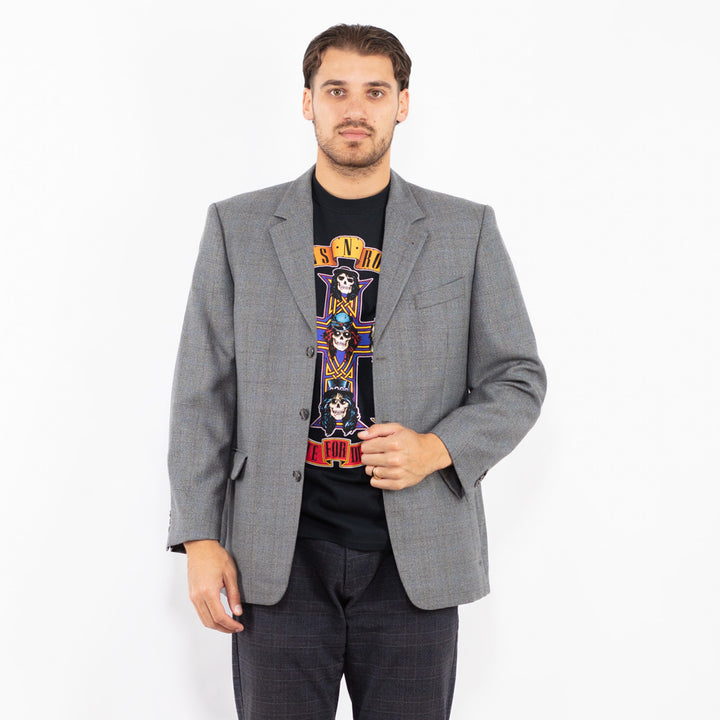 Vintage 90's Men Wool Blend Blazer Jacket in GrayZ2427