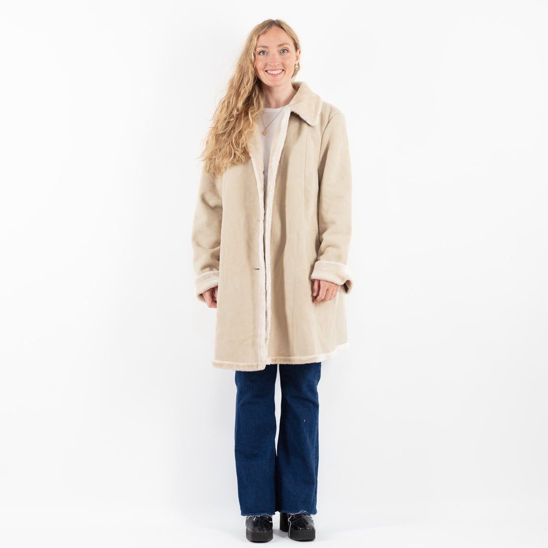 Vintage 00's Women Faux Sheepskin Coat in BeigeV9922