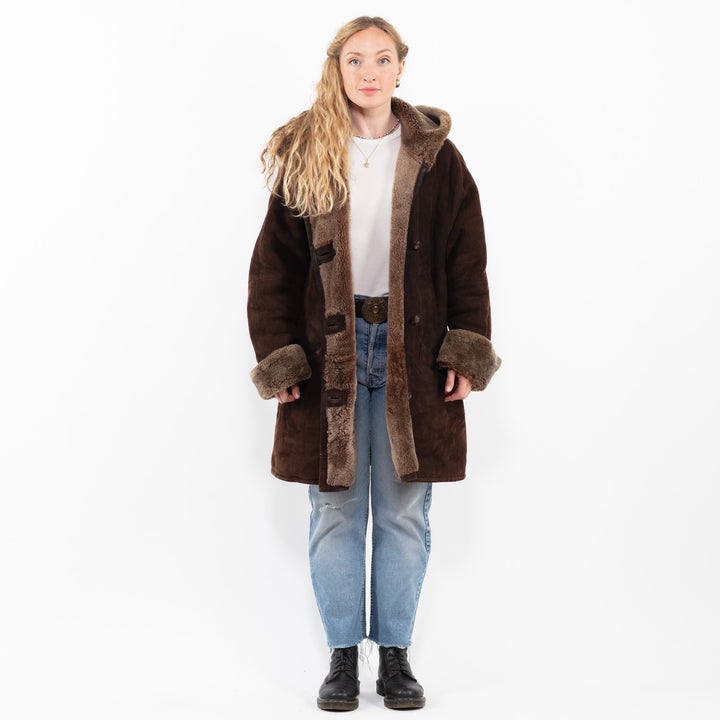 Vintage 90's Women Sheepskin Coat in BrownA0322